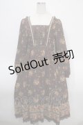 axes femme / オータムフルーツ柄ロングワンピース M チャ Y-25-04-26-062-AX-OP-SZ-ZI