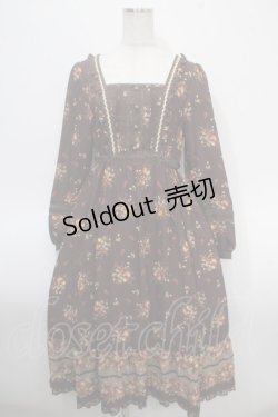 画像1: axes femme / オータムフルーツ柄ロングワンピース M チャ Y-25-04-26-062-AX-OP-SZ-ZI