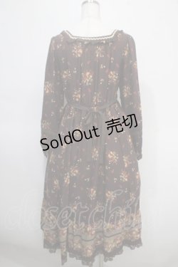 画像2: axes femme / オータムフルーツ柄ロングワンピース M チャ Y-25-04-26-062-AX-OP-SZ-ZI