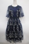 axes femme NOSTALGIE / チュール刺繍ワンピース M 紺 Y-25-04-26-064-AX-OP-SZ-ZY