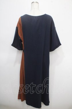 画像2: axes femme / 柄切替ワンピース  紺 Y-25-04-26-070-AX-OP-SZ-ZY