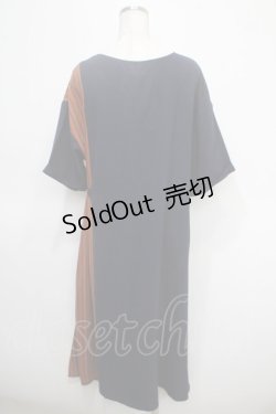 画像2: axes femme / 柄切替ワンピース  紺 Y-25-04-26-070-AX-OP-SZ-ZI