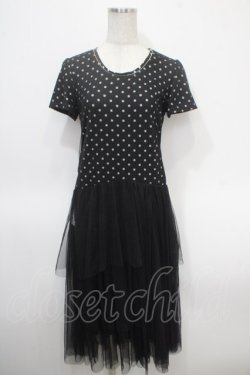 画像1: axes femme / ドットチュールレースワンピース M 黒 Y-25-04-26-071-AX-OP-SZ-ZY