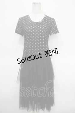 画像1: axes femme / ドットチュールレースワンピース M 黒 Y-25-04-26-071-AX-OP-SZ-ZI