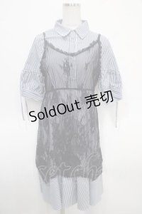 axes femme / レースキャミレイヤードシャツワンピース M 紺 Y-25-04-26-072-AX-OP-SZ-ZY
