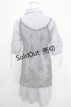 画像2: axes femme / レースキャミレイヤードシャツワンピース M 紺 Y-25-04-26-072-AX-OP-SZ-ZY