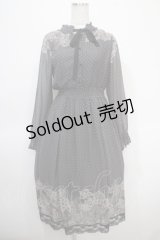 axes femme / レース柄プリントワンピース M 黒 Y-25-04-26-074-AX-OP-SZ-ZI