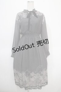 axes femme / レース柄プリントワンピース M 黒 Y-25-04-26-074-AX-OP-SZ-ZI