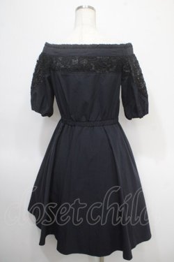 画像2: axes femme / レース切替オフショルワンピース M 紺 Y-25-04-26-076-AX-OP-SZ-ZY