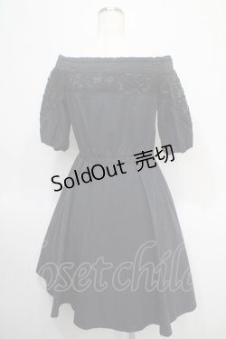 画像2: axes femme / レース切替オフショルワンピース M 紺 Y-25-04-26-076-AX-OP-SZ-ZY
