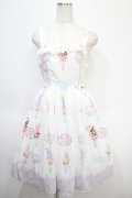 axes femme kawaii / アイス柄ジャンパースカート M 白 Y-25-04-26-077-AX-OP-SZ-ZY