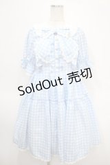 axes femme kawaii / ギンガムチェック柄ワンピース M サックス Y-25-04-26-083-AX-OP-SZ-ZY