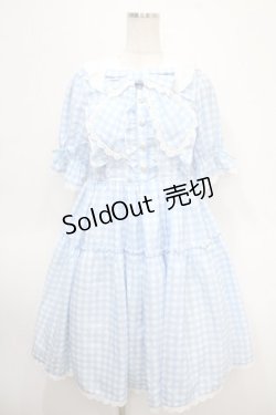 画像1: axes femme kawaii / ギンガムチェック柄ワンピース M サックス Y-25-04-26-083-AX-OP-SZ-ZY