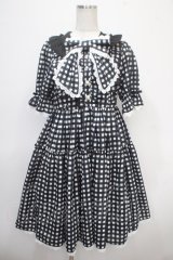 axes femme kawaii / ギンガムチェック柄ワンピース M 黒 Y-25-04-26-084-AX-OP-SZ-ZI