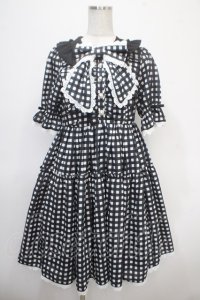 axes femme kawaii / ギンガムチェック柄ワンピース M 黒 Y-25-04-26-084-AX-OP-SZ-ZY