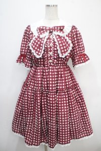axes femme kawaii / ギンガムチェック柄ワンピース M 赤 Y-25-04-26-085-AX-OP-SZ-ZY