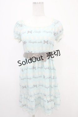 画像1: Emily Temple cute / ジョーゼットロゴ＆クリームワンピース  サックス Y-25-04-26-096-ET-OP-SZ-ZY
