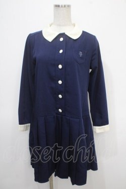 画像1: F i.n.t / 釦使いクレリックワンピース F ネイビー Y-25-04-26-098-CA-OP-SZ-ZY