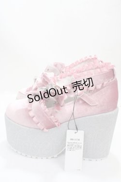 画像2: Ank Rouge / キラキラビジューベロアリボン厚底シューズ LL ピンク Y-25-04-26-009-CA-SH-SZ-ZY
