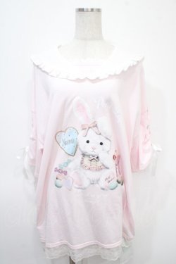 画像1: NOEMIE / バブうさ袖スピンドルセーラーチュニックTシャツ M ピンク Y-25-04-26-103-LO-OP-SZ-ZY