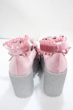 画像3: Ank Rouge / キラキラビジューベロアリボン厚底シューズ LL ピンク Y-25-04-26-009-CA-SH-SZ-ZY
