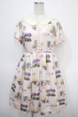 Leur Getter / Flower Card袖付ワンピース  ピンク Y-25-04-26-106-LU-OP-SZ-ZY