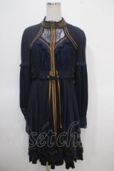 Ozz oneste / 百合紋章ボトル柄レイヤードワンピース  紺 Y-25-04-26-113-OO-OP-SZ-ZY