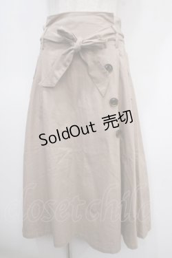 画像1: axes femme / リボン付きサイド釦スカート M ベージュ Y-25-04-26-114-AX-SK-SZ-ZI