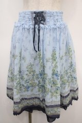 axes femme / 転写風花柄ハイウエストスカート M ブルー Y-25-04-26-119-AX-SK-SZ-ZI