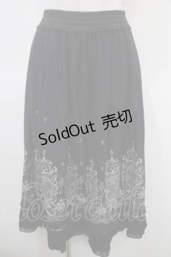 画像1: axes femme / カギモチーフ柄ミディスカート M 黒 Y-25-04-26-124-AX-SK-SZ-ZY