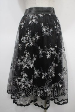 画像2: axes femme / カラー刺繍レーススカート M 黒 Y-25-04-26-128-AX-SK-SZ-ZY