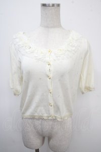 axes femme / 立体お花付カーディガン M シロ Y-25-04-26-022-AX-BL-SZ-ZY
