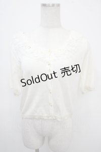 axes femme / 立体お花付カーディガン M シロ Y-25-04-26-022-AX-BL-SZ-ZY