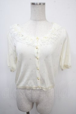 画像1: axes femme / 立体お花付カーディガン M シロ Y-25-04-26-022-AX-BL-SZ-ZY
