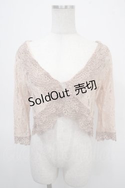 画像1: axes femme / カギ針使いレーシーボレロ M アワピンク Y-25-04-26-024-AX-TO-SZ-ZY