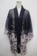 axes femme kawaii / 桜柄シアー着物風羽織 M 紺 Y-25-04-26-035-AX-TO-SZ-ZY