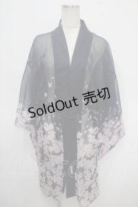axes femme kawaii / 桜柄シアー着物風羽織 M 紺 Y-25-04-26-035-AX-TO-SZ-OS