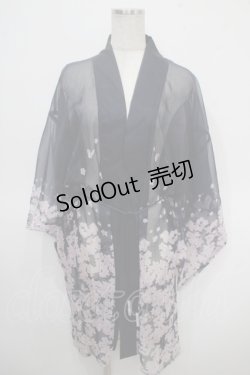 画像1: axes femme kawaii / 桜柄シアー着物風羽織 M 紺 Y-25-04-26-035-AX-TO-SZ-OS