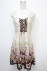 axes femme / 裾グラデ花柄ワンピース M 生成り Y-25-04-28-001-AX-OP-SZ-ZY