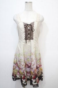 axes femme / 裾グラデ花柄ワンピース M 生成り Y-25-04-28-001-AX-OP-SZ-ZY