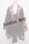 Qutie Frash / 着物袖ロングカーディガン  黒×赤 Y-25-04-28-042-QU-JA-SZ-ZY