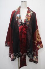 画像1: Qutie Frash / 着物袖ロングカーディガン  黒×赤 Y-25-04-28-042-QU-JA-SZ-ZY (1)