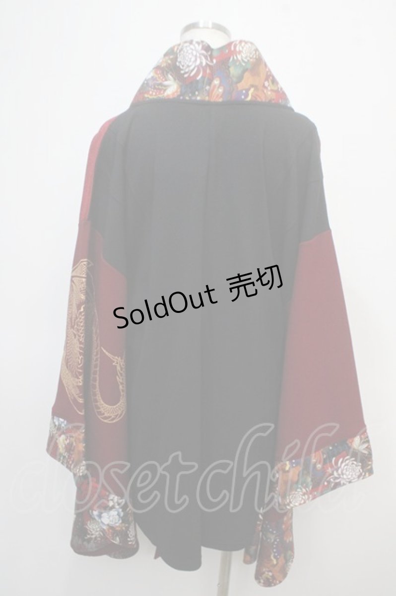 画像2: Qutie Frash / 着物袖ロングカーディガン  黒×赤 Y-25-04-28-042-QU-JA-SZ-ZY (2)