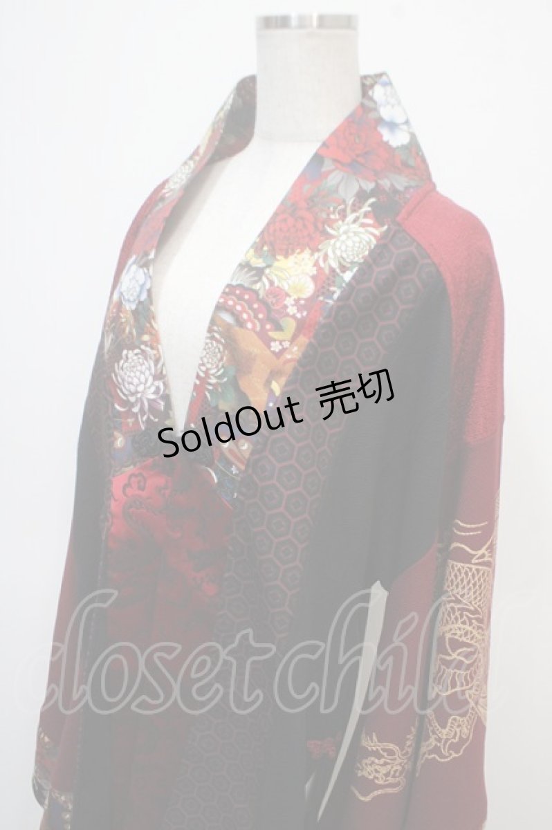 画像3: Qutie Frash / 着物袖ロングカーディガン  黒×赤 Y-25-04-28-042-QU-JA-SZ-ZY (3)