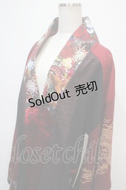 画像3: Qutie Frash / 着物袖ロングカーディガン  黒×赤 Y-25-04-28-042-QU-JA-SZ-ZY