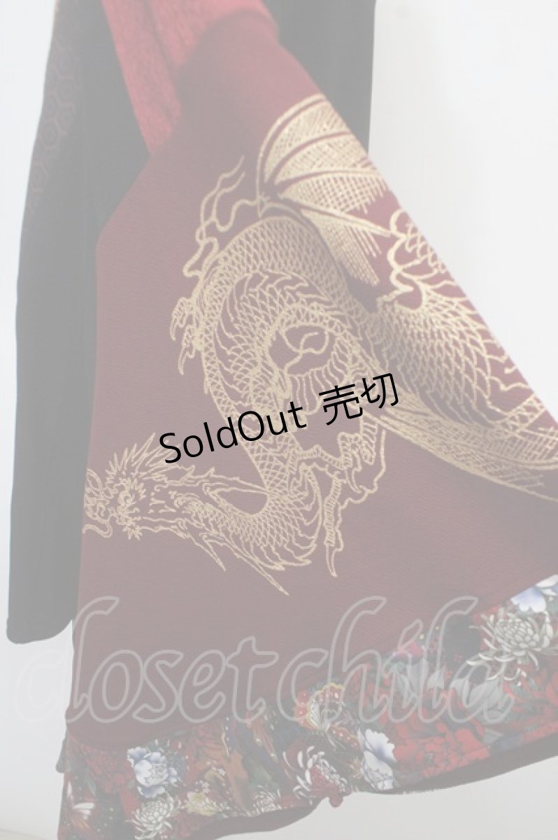 画像4: Qutie Frash / 着物袖ロングカーディガン  黒×赤 Y-25-04-28-042-QU-JA-SZ-ZY (4)