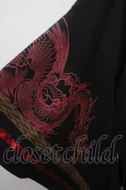 画像5: Qutie Frash / 和柄切替着物ロングカーディガン  黒×赤 Y-25-04-28-043-QU-JA-SZ-ZY