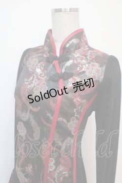 画像3: Qutie Frash / チャイナ姫袖カットソー  黒×赤 Y-25-04-28-047-QU-TO-SZ-ZY