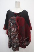 Qutie Frash / 龍和柄切替ポンチョ  黒×赤 Y-25-04-28-049-QU-TO-SZ-ZY