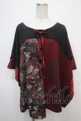 Qutie Frash / 龍和柄切替ポンチョ  黒×赤 Y-25-04-28-049-QU-TO-SZ-ZY